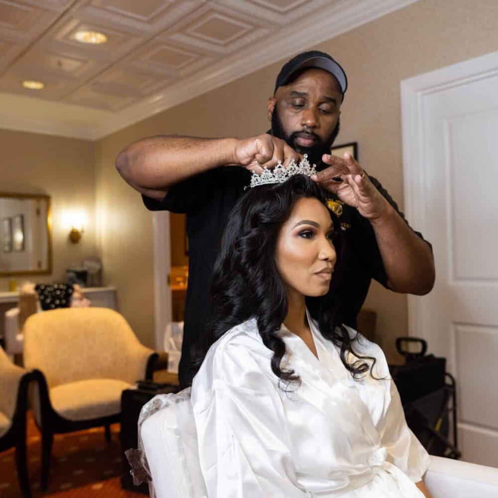 Darryl Places Tiara In Bride's Hair